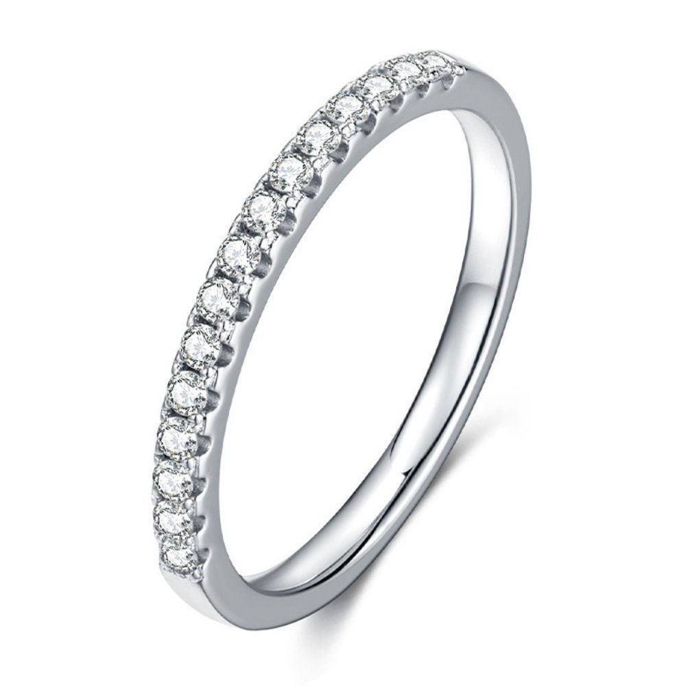 Certified 1.5mm Moissanite Diamond Pave Half Eternity Ring NEW - Picture 10 of 14